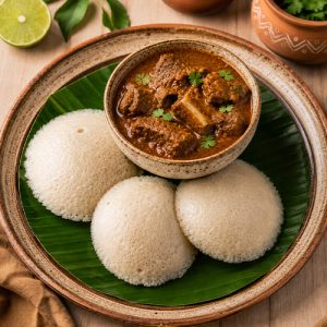Idly With Goat Curry