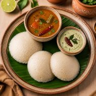 Special Idli with Samabar and Chutney